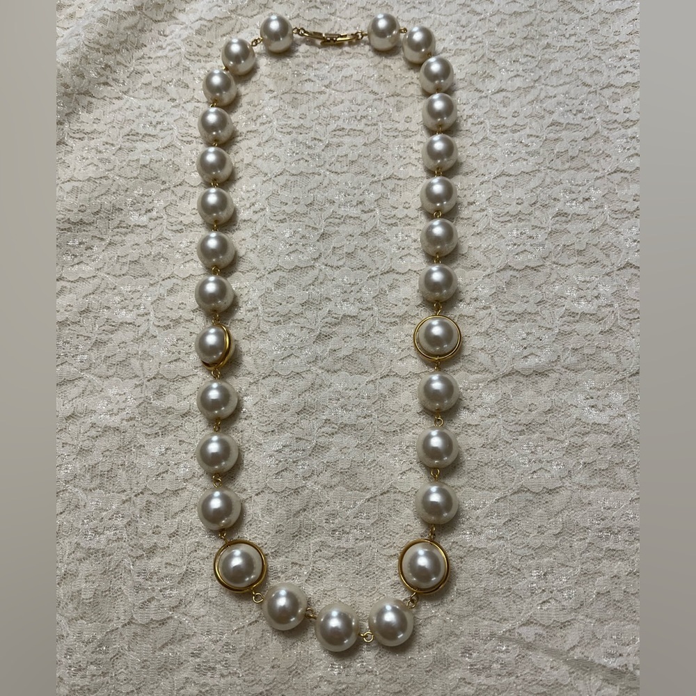 Napier/vintage gold and pearl necklace, 24”